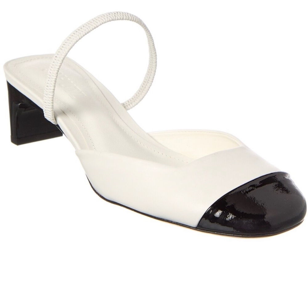 SCHUTZ Chic Black and White Block Heel Pumps
